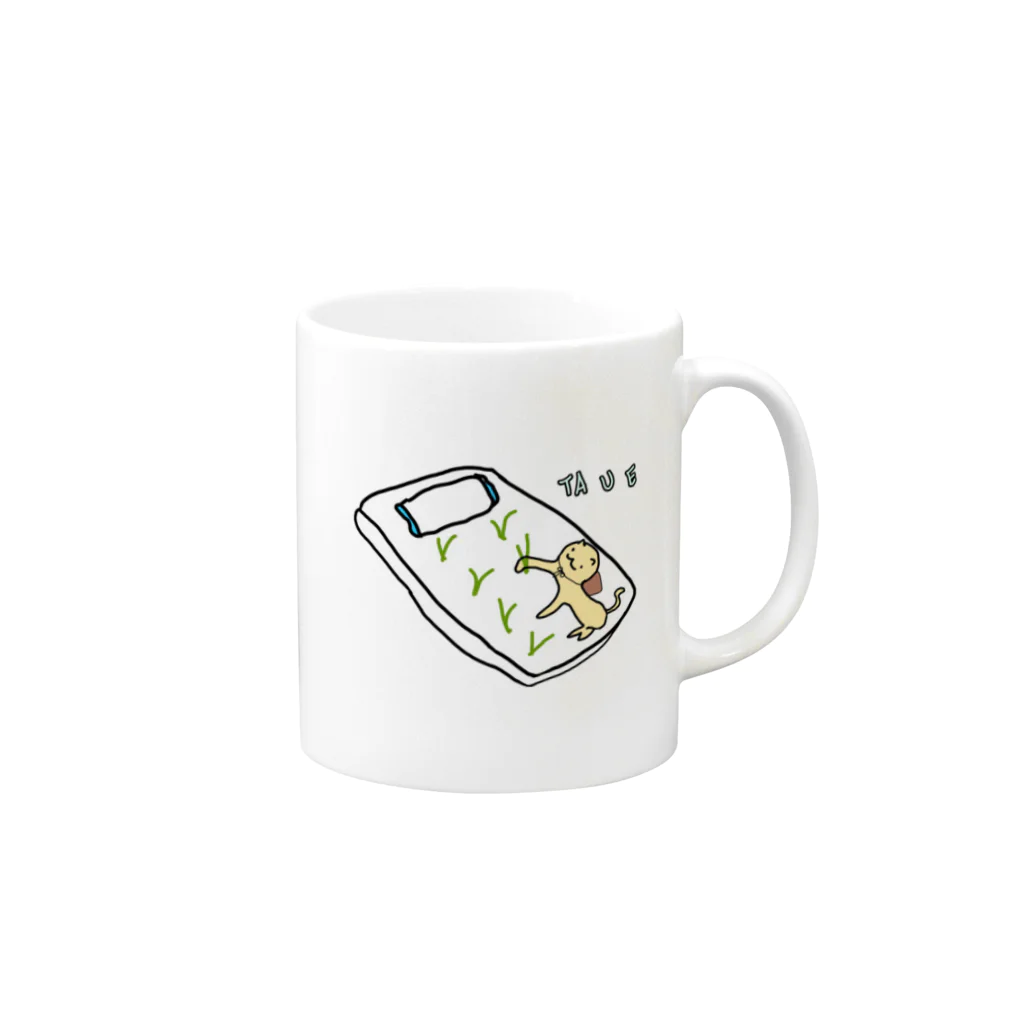 ダイナマイト87ねこ大商会の田植えキャット Mug :right side of the handle