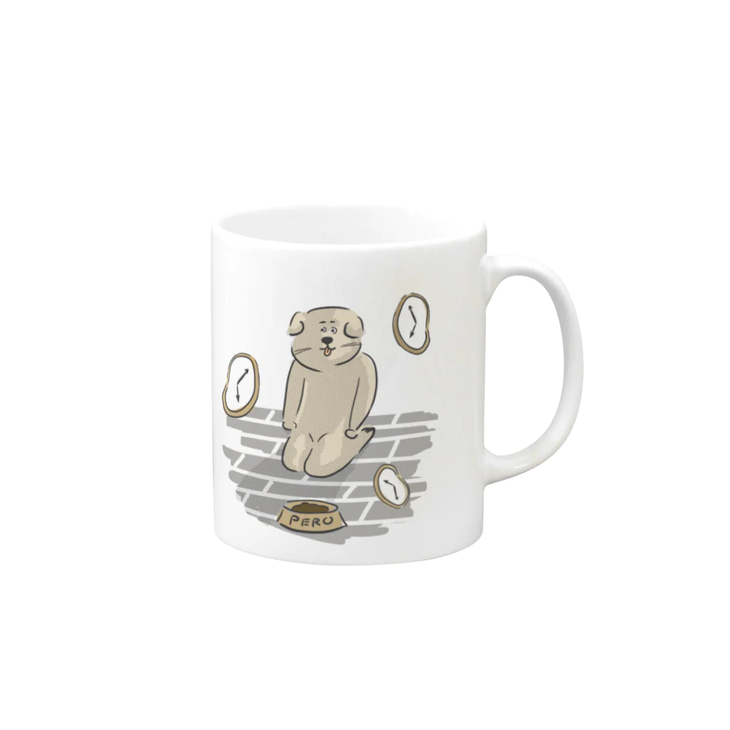 けちゃっぷごはんのお店の待つ犬 Mug :right side of the handle