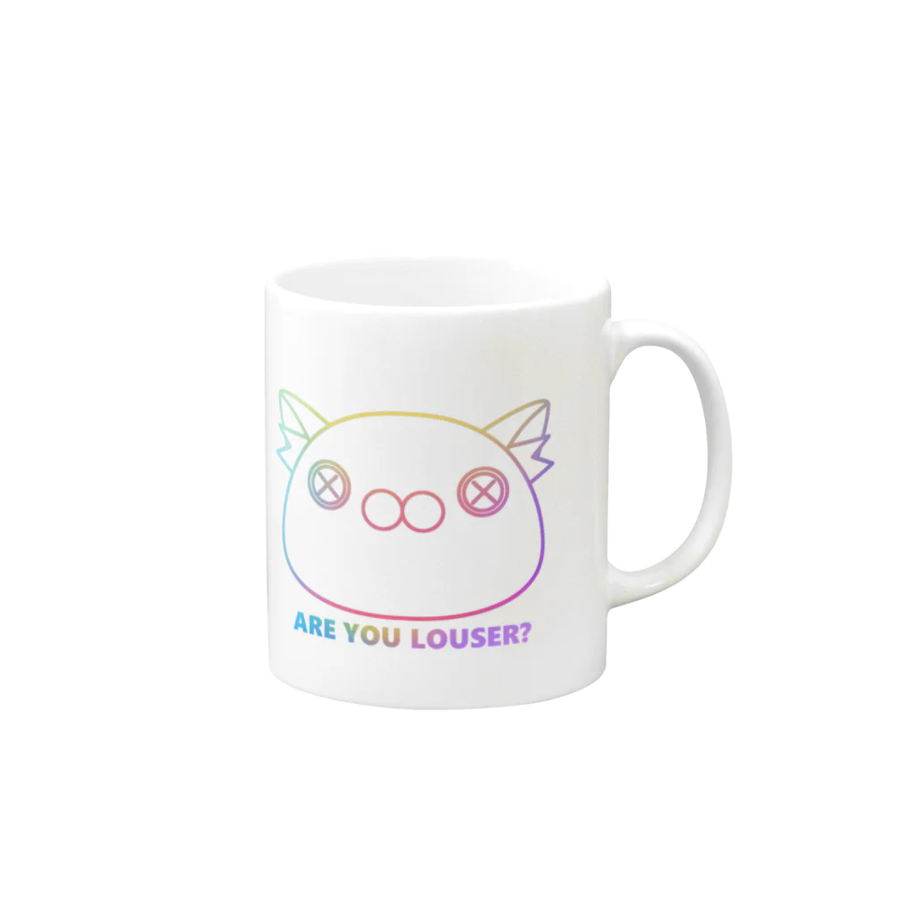 雑魚太郎🐶💜Vliverのまけいぬくん虹｢ARE YOU LOSER？｣ Mug :right side of the handle