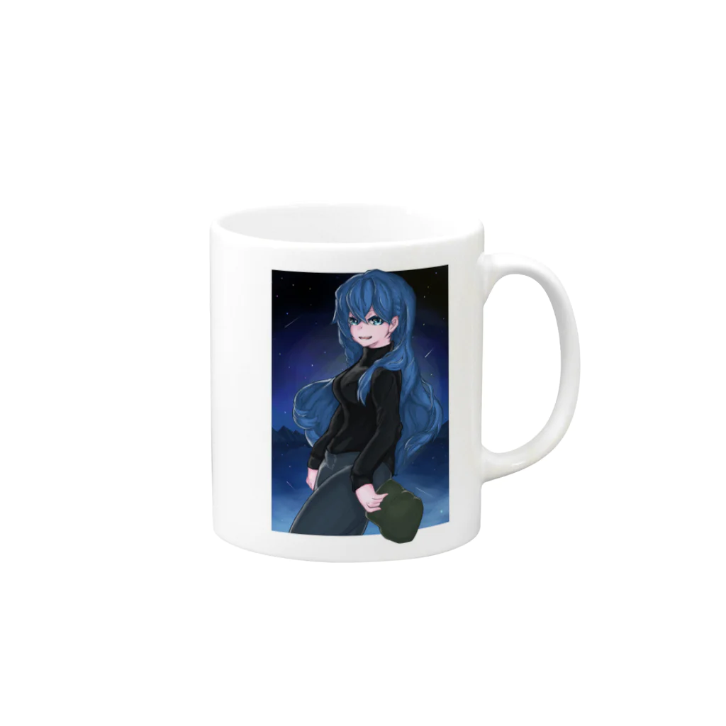 猫工房のコロの夜のヨルさん Mug :right side of the handle