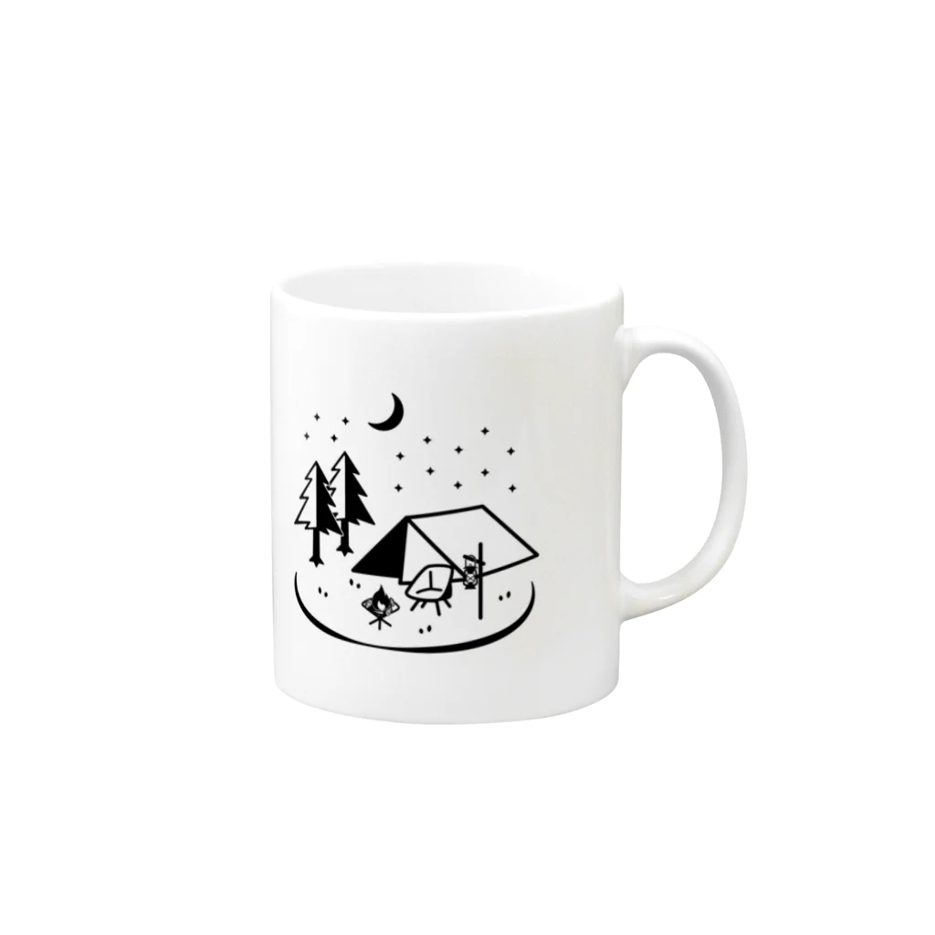 Andiamoのキャンプな夜（黒） Mug :right side of the handle