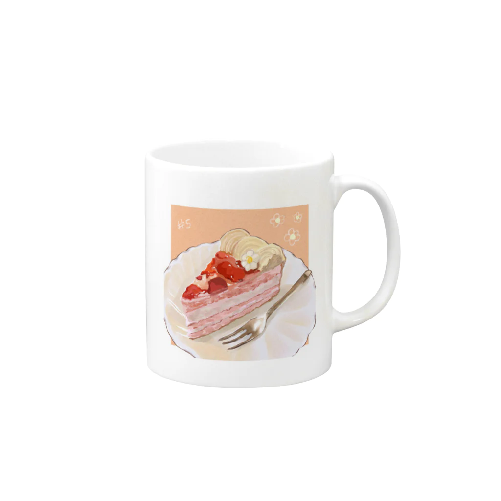 亜樹@デザフェスB36の紅茶クリームのベリーケーキ Mug :right side of the handle