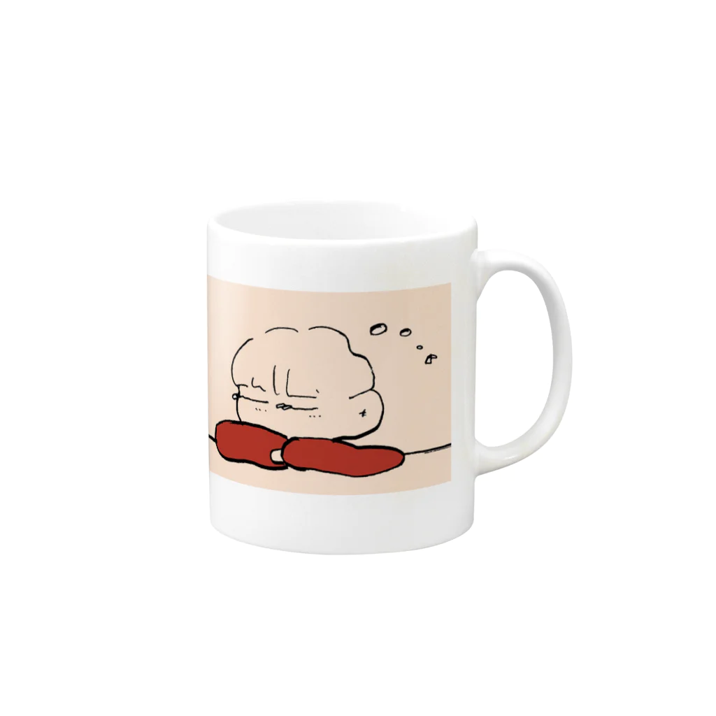 まつげちゃんのおみせのおさげの赤まつげちゃん Mug :right side of the handle