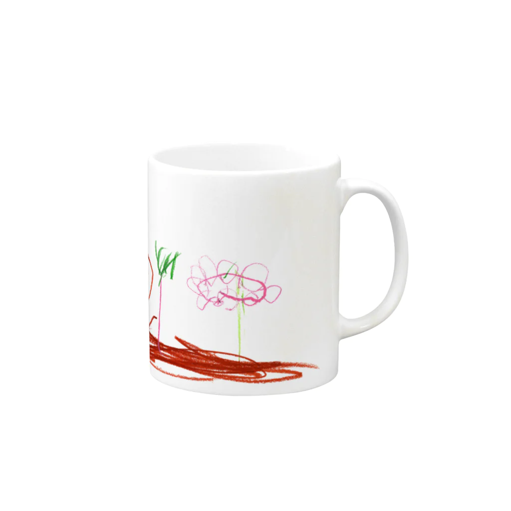 こどもの絵だいすきのパトカーとおはな Mug :right side of the handle