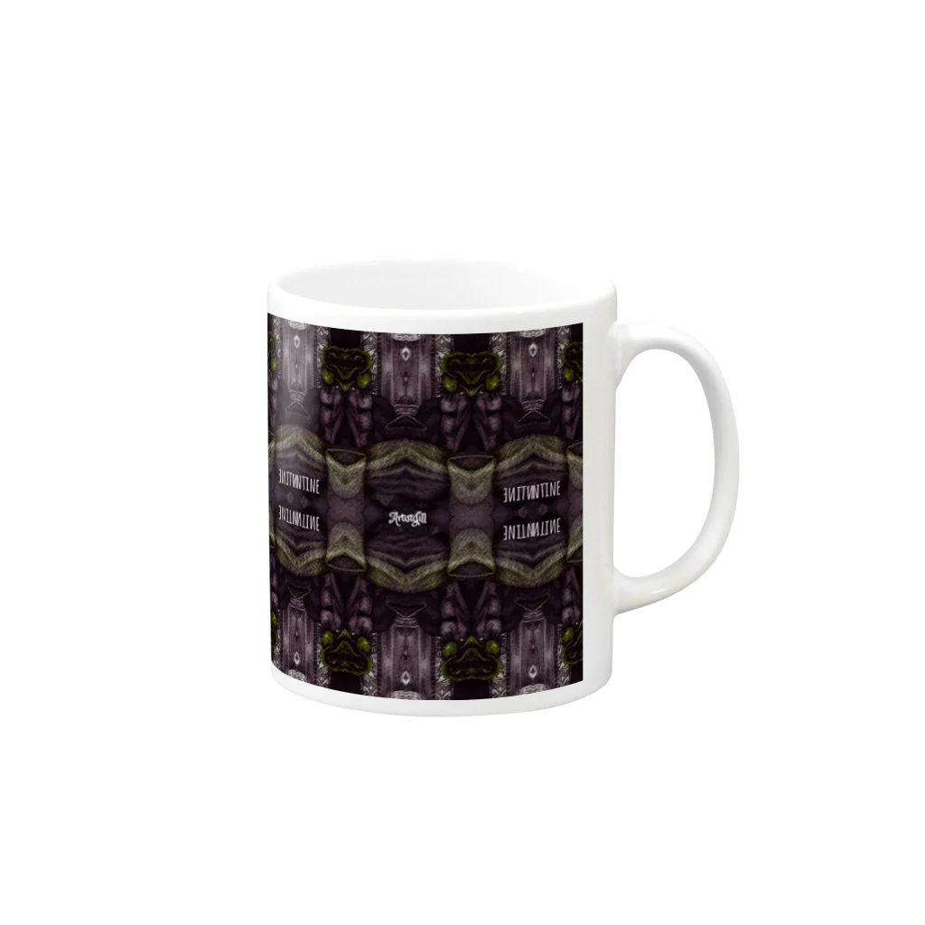 【ホラー専門店】ジルショップのゴシックルーム(紫) Mug :right side of the handle