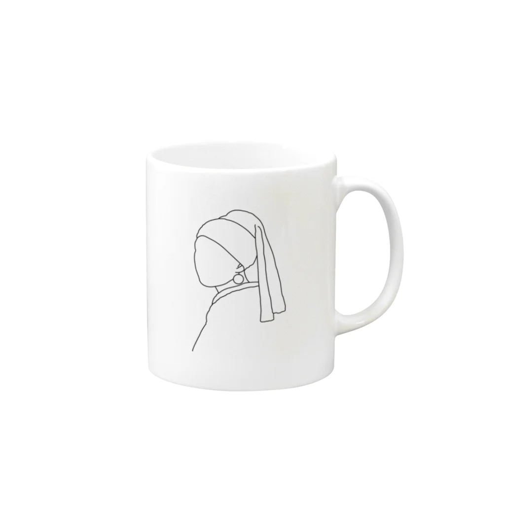 rabbiの【 黒 】 青いターバンの少女 - girl with a pearl earring Mug :right side of the handle