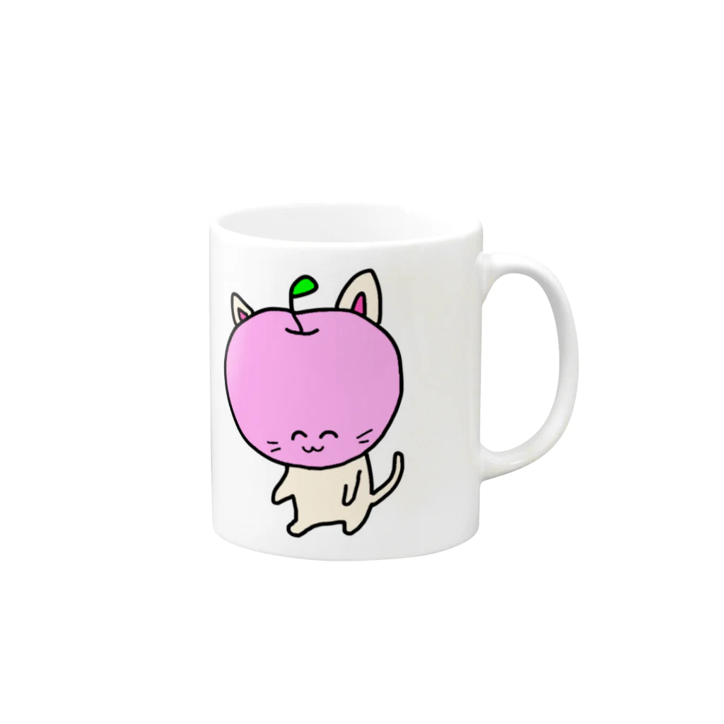 荒ぶるりんごの荒ぶるりんご猫 Mug :right side of the handle