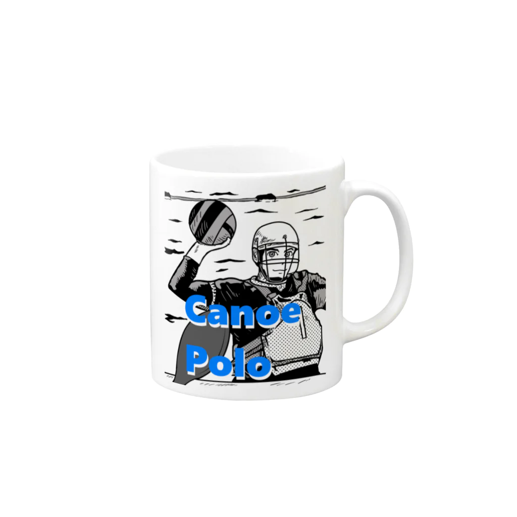 CK & outdoorマガジン店のカヌーポロ　青ロゴ　CanoePolo Blue logo Mug :right side of the handle