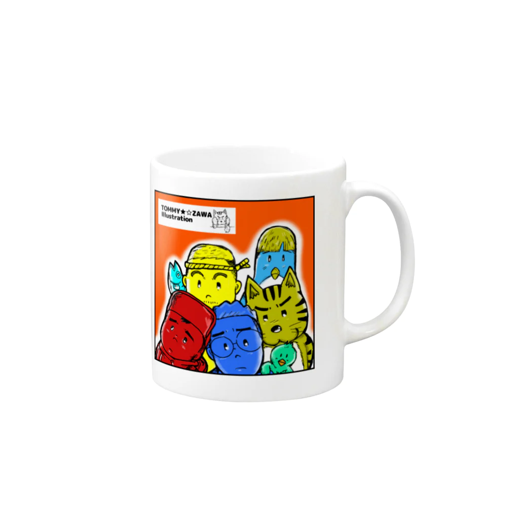 TOMMY★☆ZAWA　ILLUSTRATIONのTOMMY-ZAWA ALL STARS Mug :right side of the handle