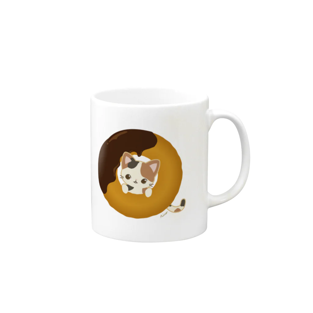 Hoppetansの三毛猫ドーナツ Mug :right side of the handle