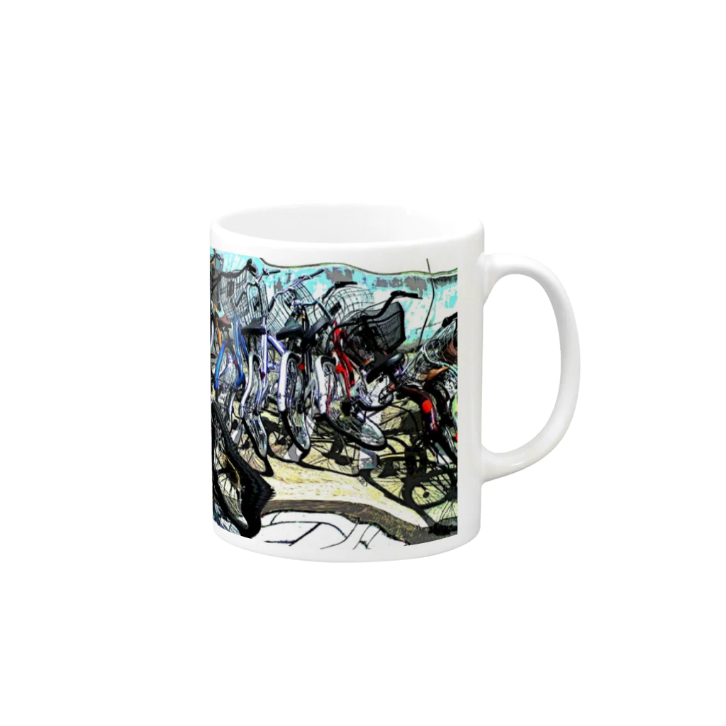 日々好日屋2号店の自転車ドミノ Mug :right side of the handle