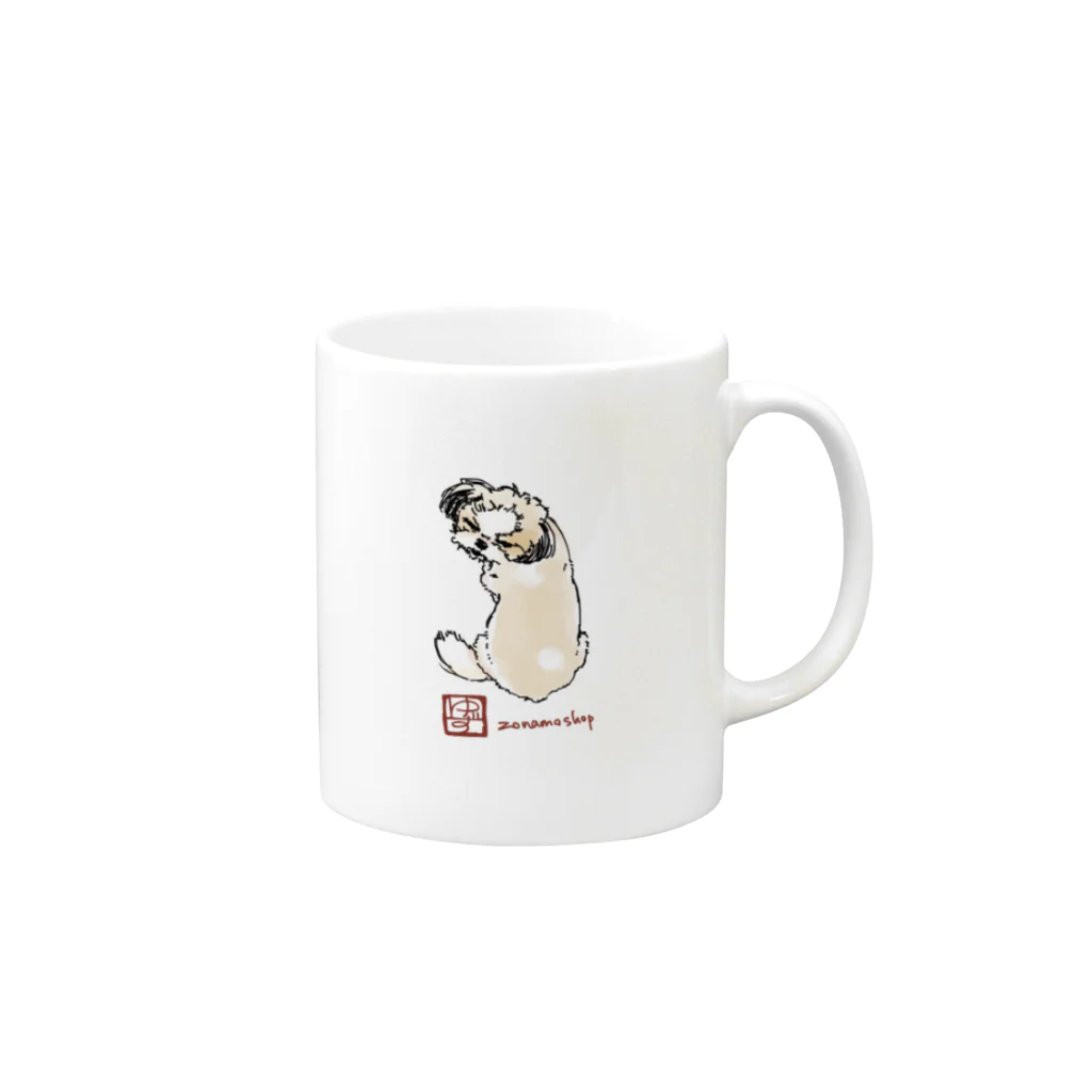 ゾナモショップのシーズー犬 ゆず 見返り美人ver. Mug :right side of the handle