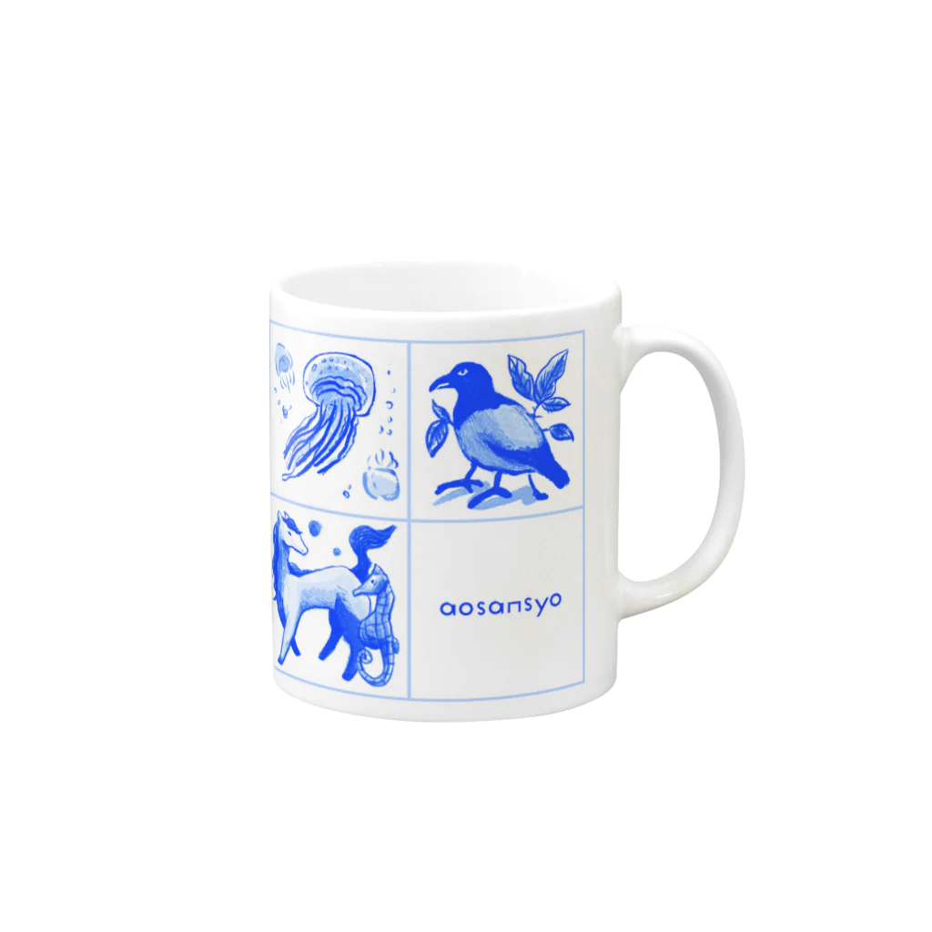 aosansyoのaosansyo10周年記念タイル画 Tiles connecting decade Mug :right side of the handle