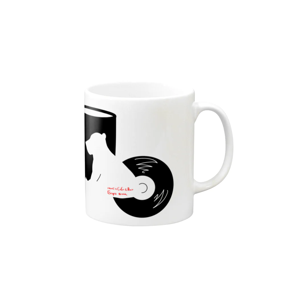 音楽喫茶そぽしなのカップ＆シロクマ＆レコード(モノクロ） Mug :right side of the handle