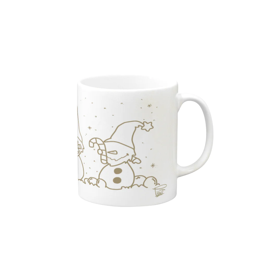 PHANT-ﾌｧﾝﾄ-の雪だるま/オーカー Mug :right side of the handle