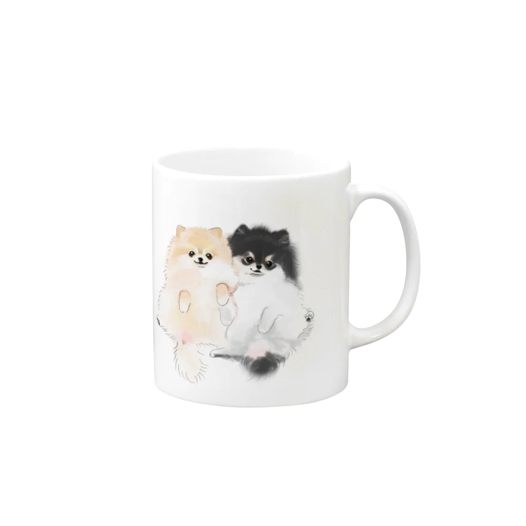 ふわふわチャリティのcomachi & temari Mug :right side of the handle