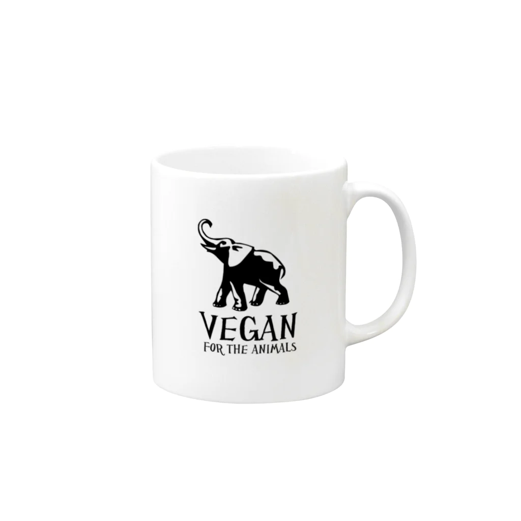 VEGAN SHOP FREEのVEGAN FOR THE ANIMALS マグカップの取っ手の右面