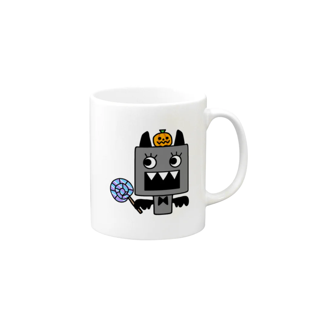 usa100のかぼちゃ乗せ ハッピーハロウィンよそ見モンスターベビー Mug :right side of the handle