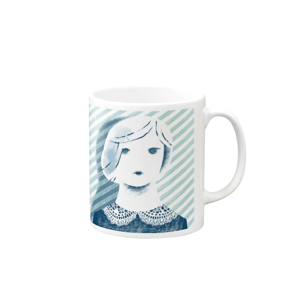 asukatakeda_storeの青の少女 Mug :right side of the handle