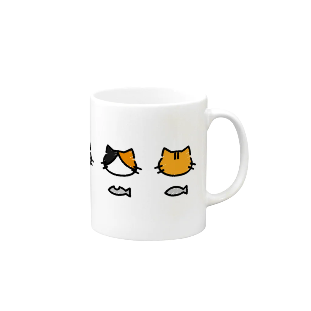 Pのねこ三兄弟 Mug :right side of the handle