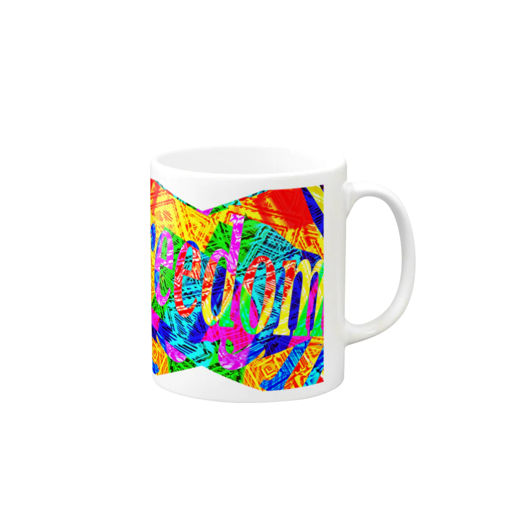 ✨🌈✨ユラクラカン🇯🇵 ✨🌈✨のフリーダム！freedom！ Mug :right side of the handle