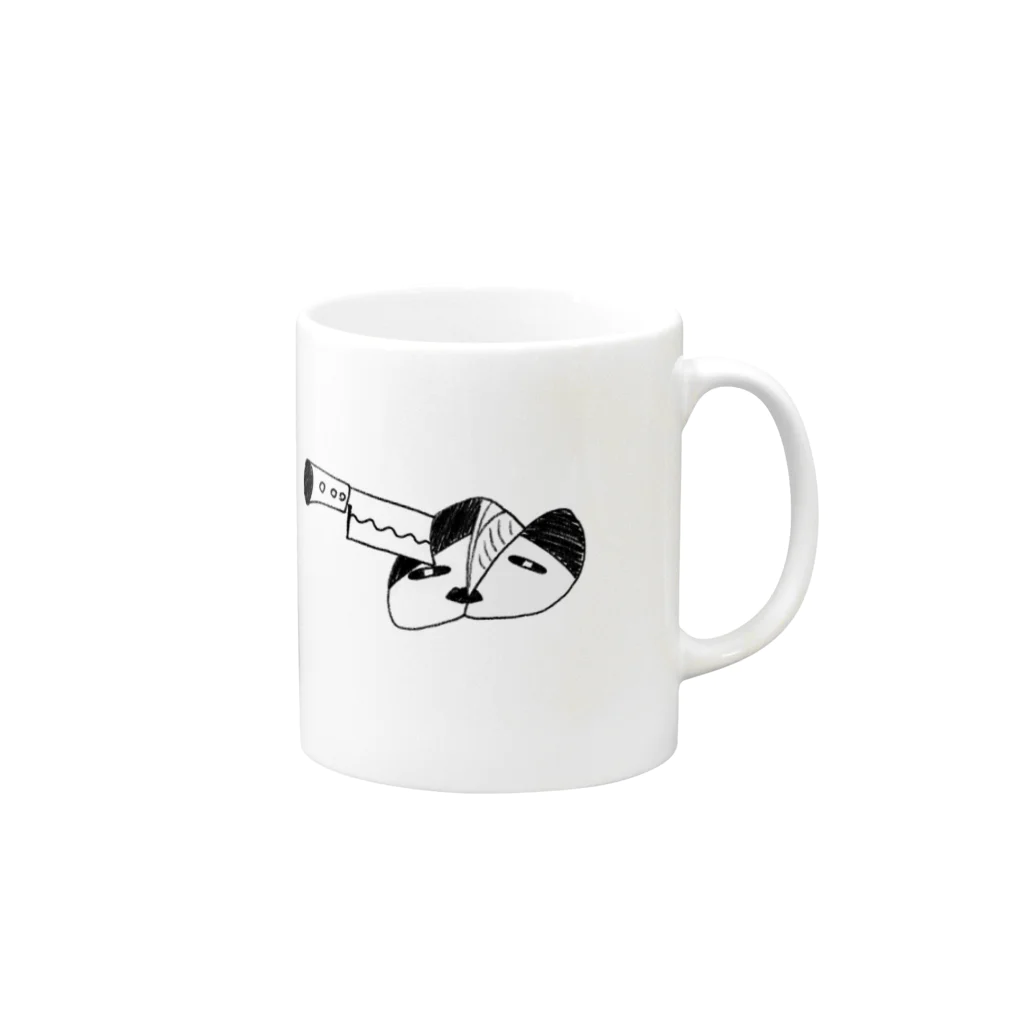 クマのおかめを切ったら刺身 Mug :right side of the handle