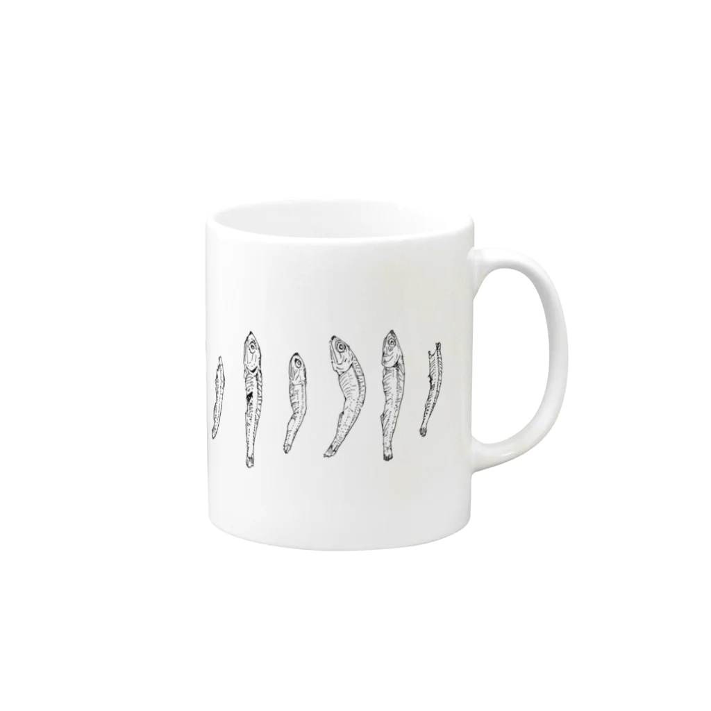 をかしのにぼし Mug :right side of the handle