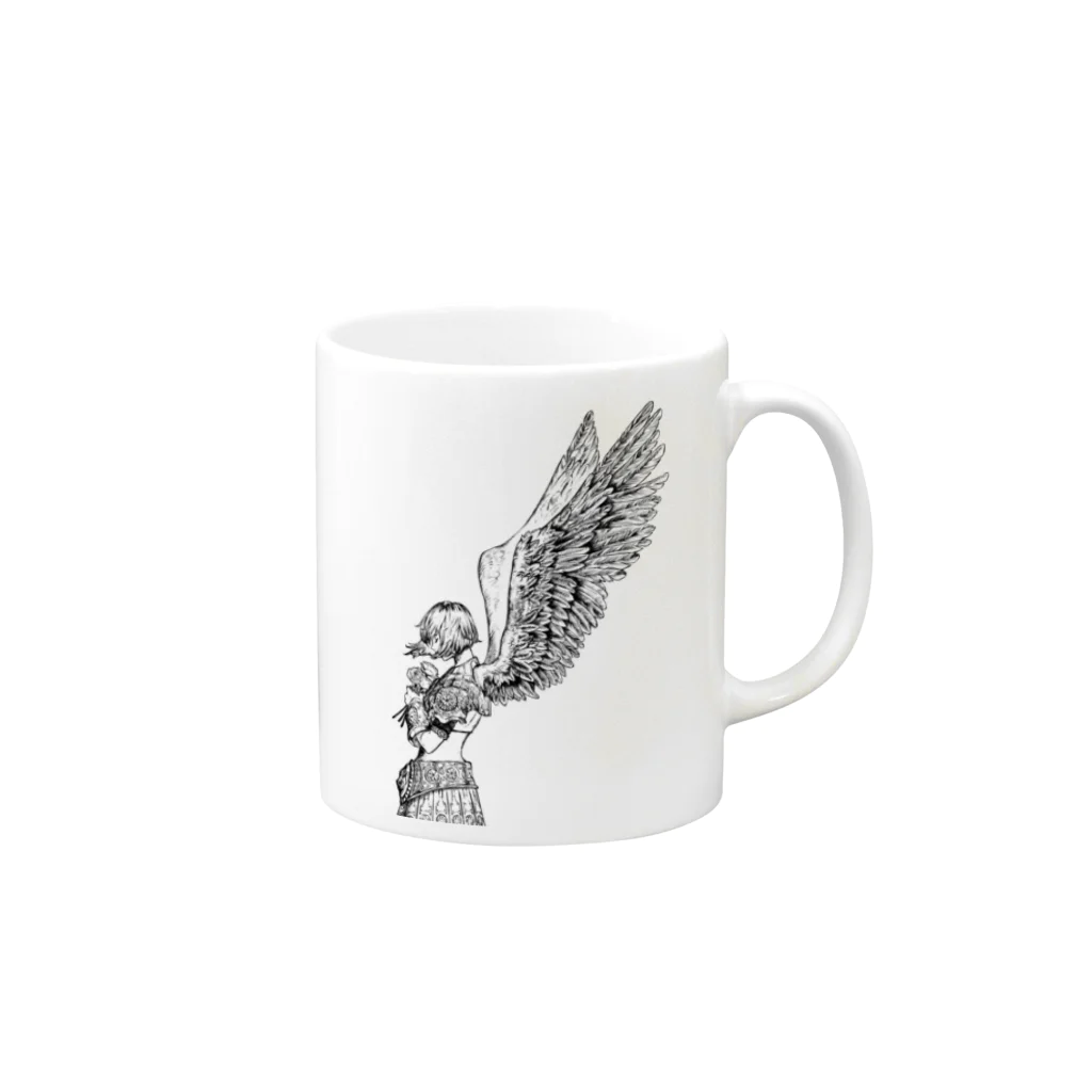 KUROIMORIのラナンキュラス Mug :right side of the handle