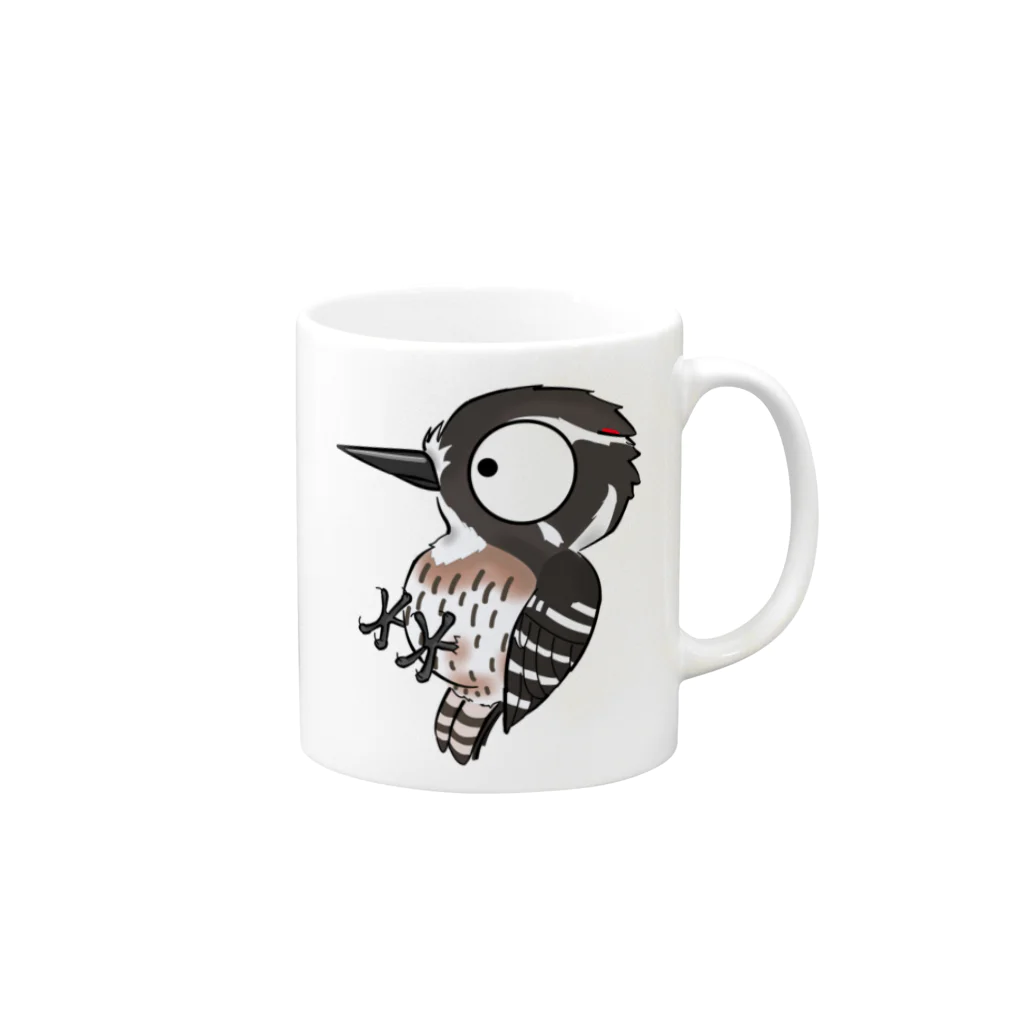 とりみちゃんの野鳥グッズのお店のコゲラ Mug :right side of the handle