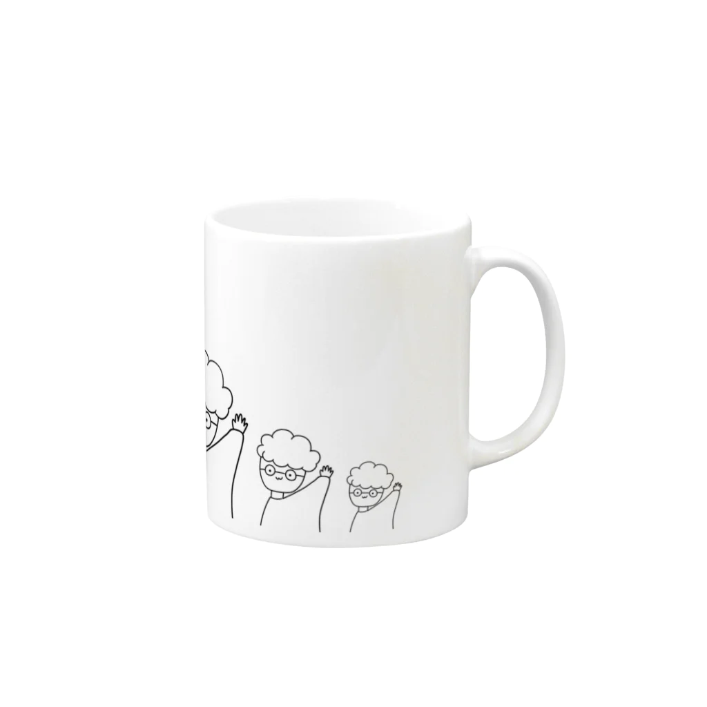 pino子 shopのはげしいパーマでメガネの人(大中小) Mug :right side of the handle