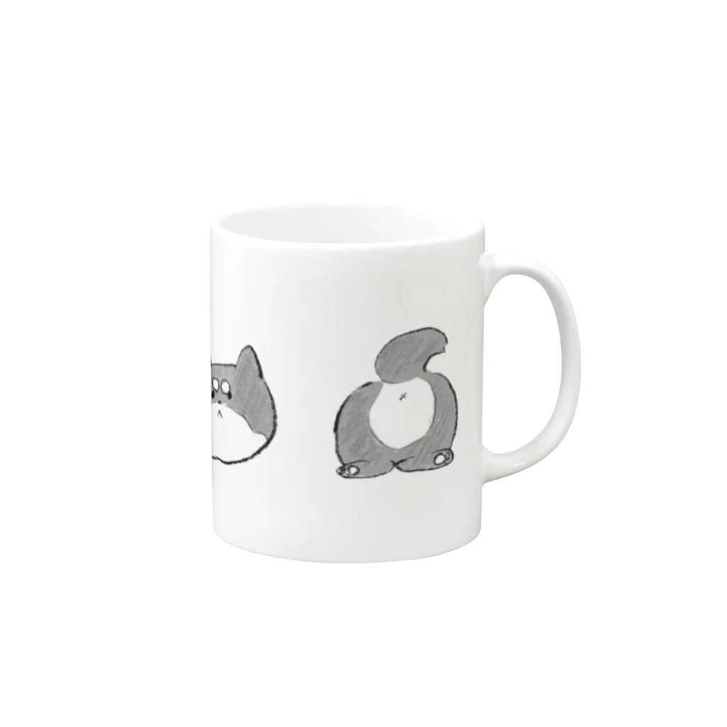 よ し だ屋の柴犬の顔とお尻 Mug :right side of the handle