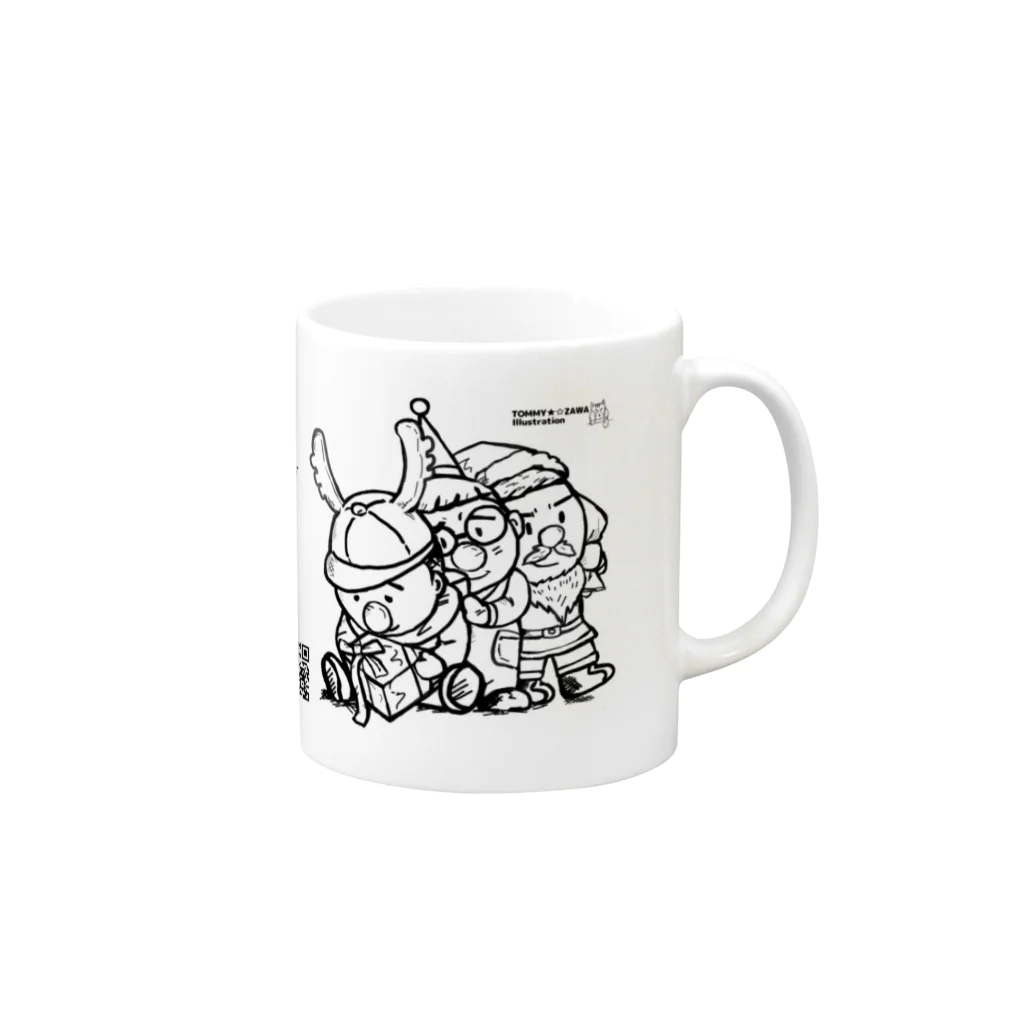 TOMMY★☆ZAWA　ILLUSTRATIONの三兄弟。クリスマス。 Mug :right side of the handle