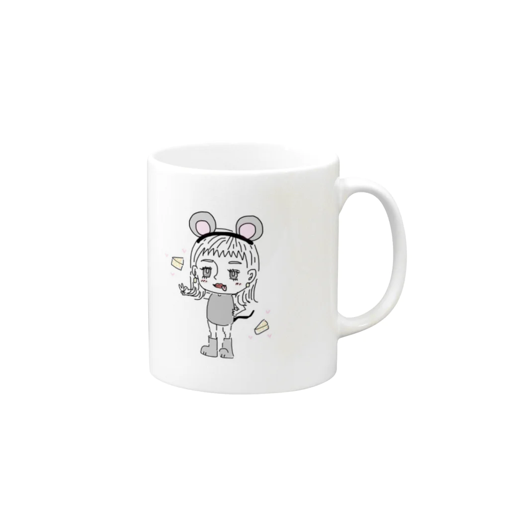 。の可愛い女の子🐭 Mug :right side of the handle