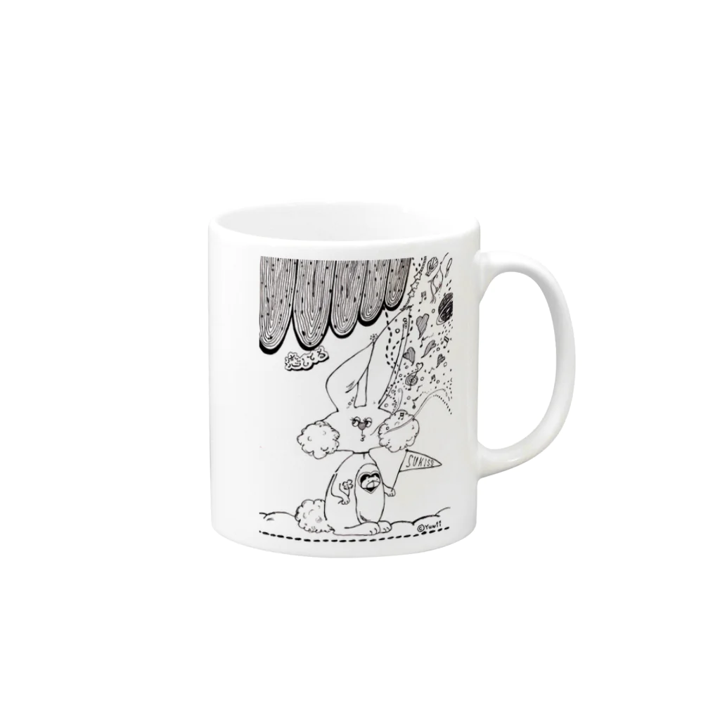 【Yuwiiの店】ゆぅぅぃーのうさ恋★白黒に〠恋してる Mug :right side of the handle