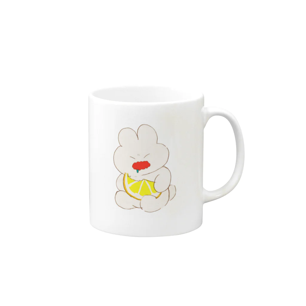 おんごショップのすっぱいうさぎ Mug :right side of the handle