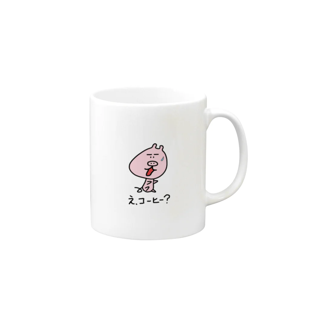 ぶたぴ's SHOPのぶたぴ　「コーヒー」 Mug :right side of the handle