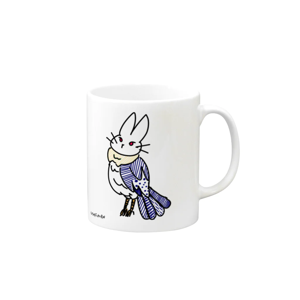 🐈ねこうさぎ🐇のうさふくろう Mug :right side of the handle