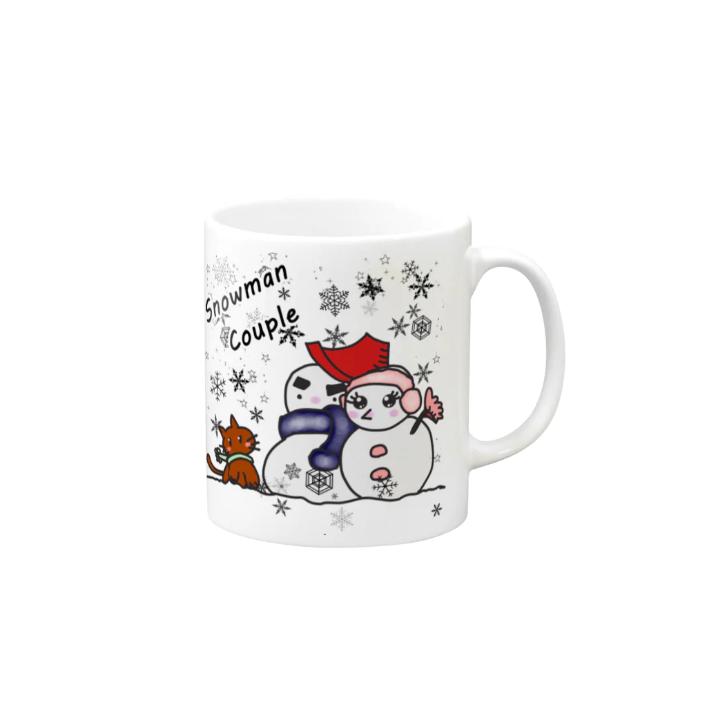 Oh!Challeの雪だるまちゃんカップル Mug :right side of the handle