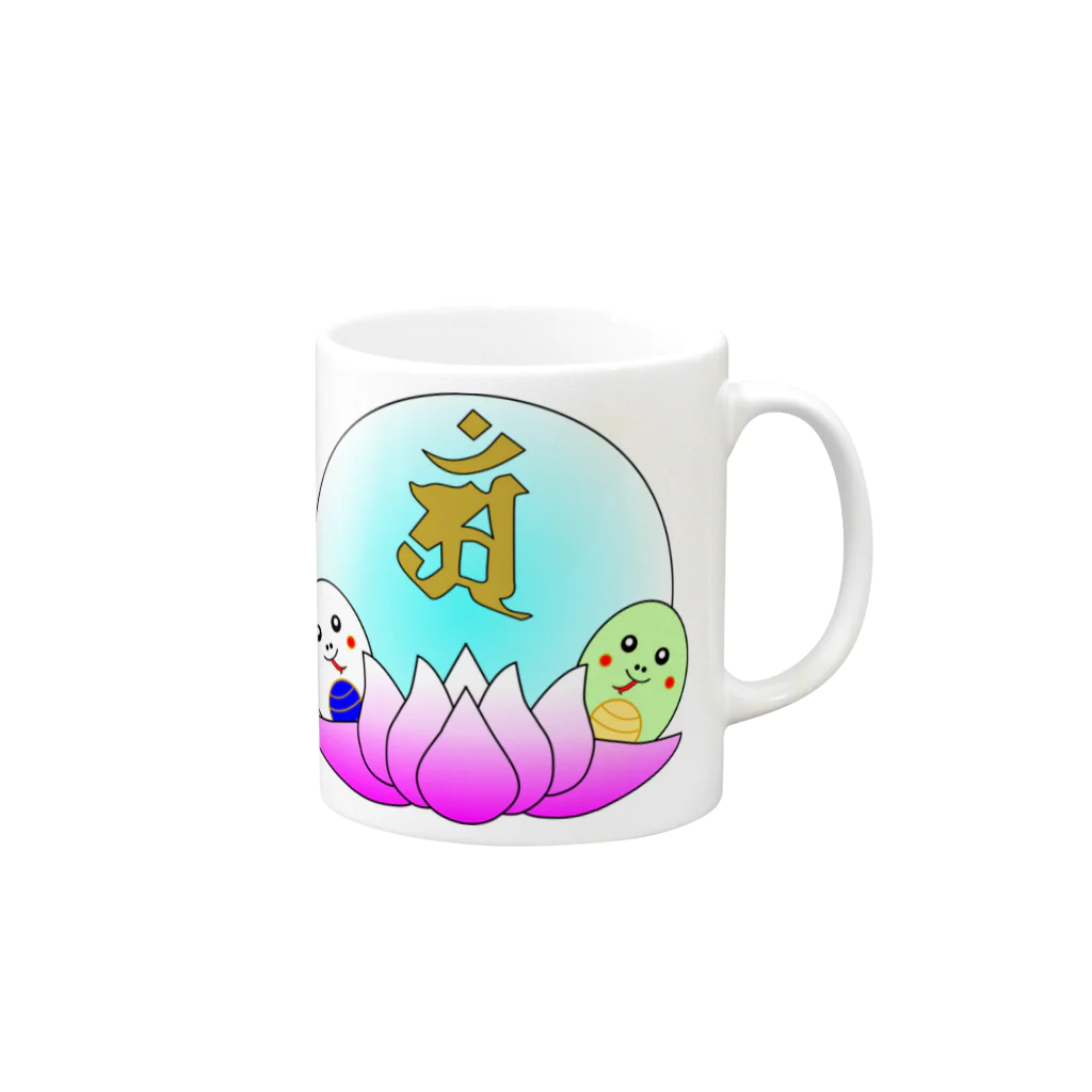 Yuko’ｓ Galleryの【開運祈願】巳年生まれ守護梵字アン Mug :right side of the handle