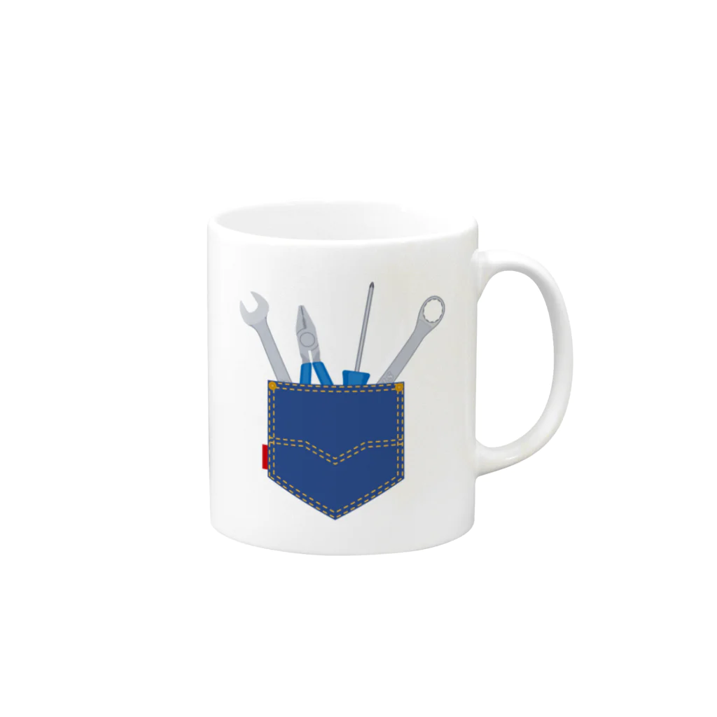 kimchinの ポケットに入った工具 Mug :right side of the handle