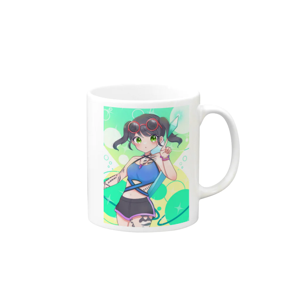 ☪︎·̩͙ポムポムりゅぅじの水着クリスタ Mug :right side of the handle