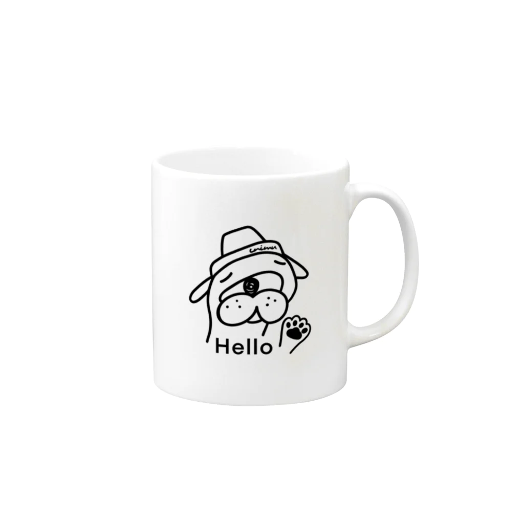 inimu のHello犬マグカップ マグカップの取っ手の右面