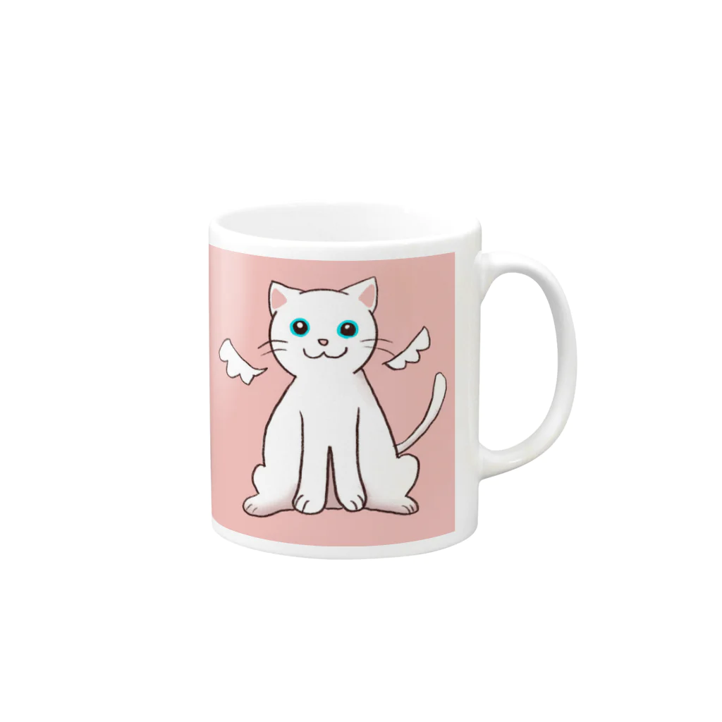 あおの天使ねこちゃん Mug :right side of the handle