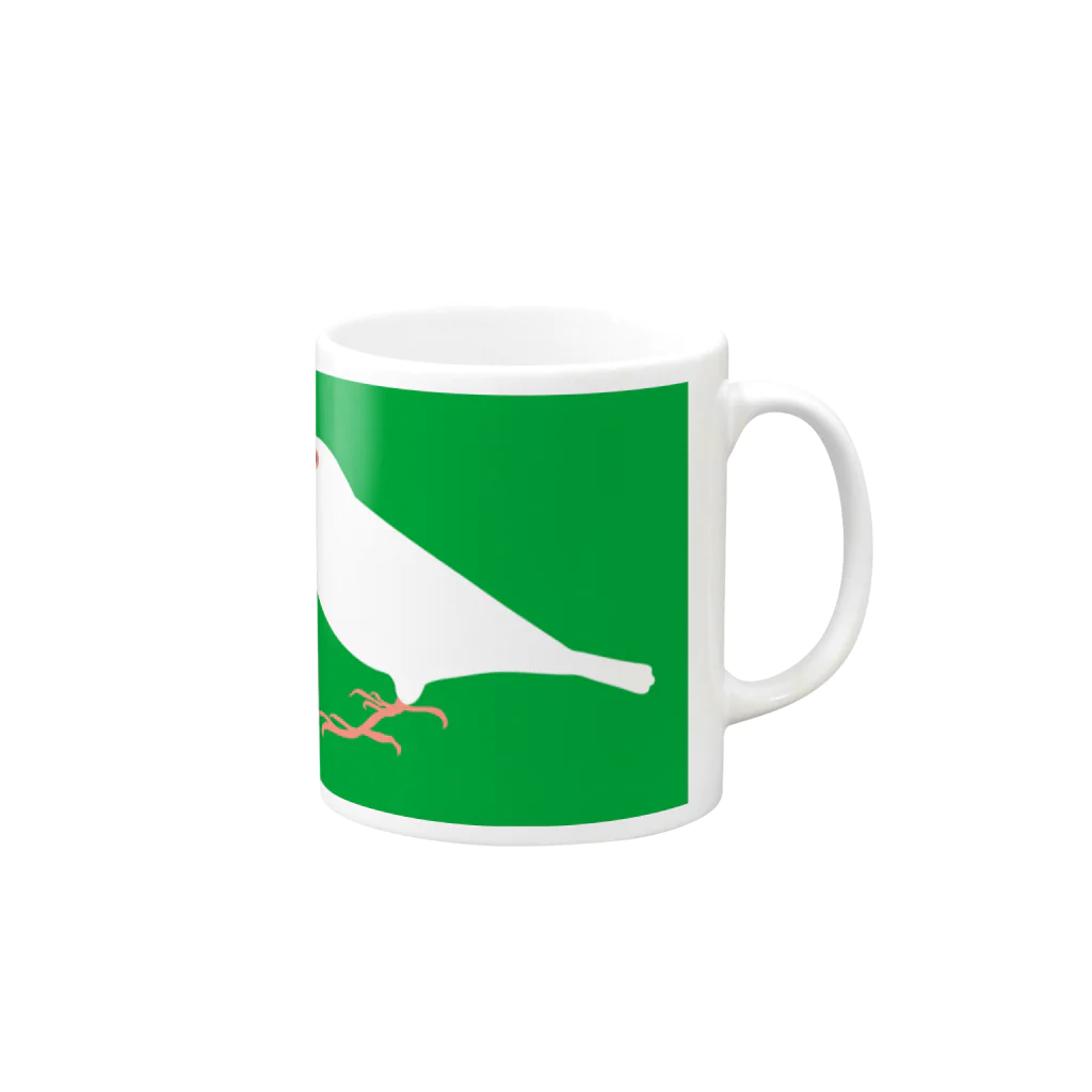 文鳥ちゅんねる【公式グッズストア】の文鳥と白文鳥／クリスマス Mug :right side of the handle