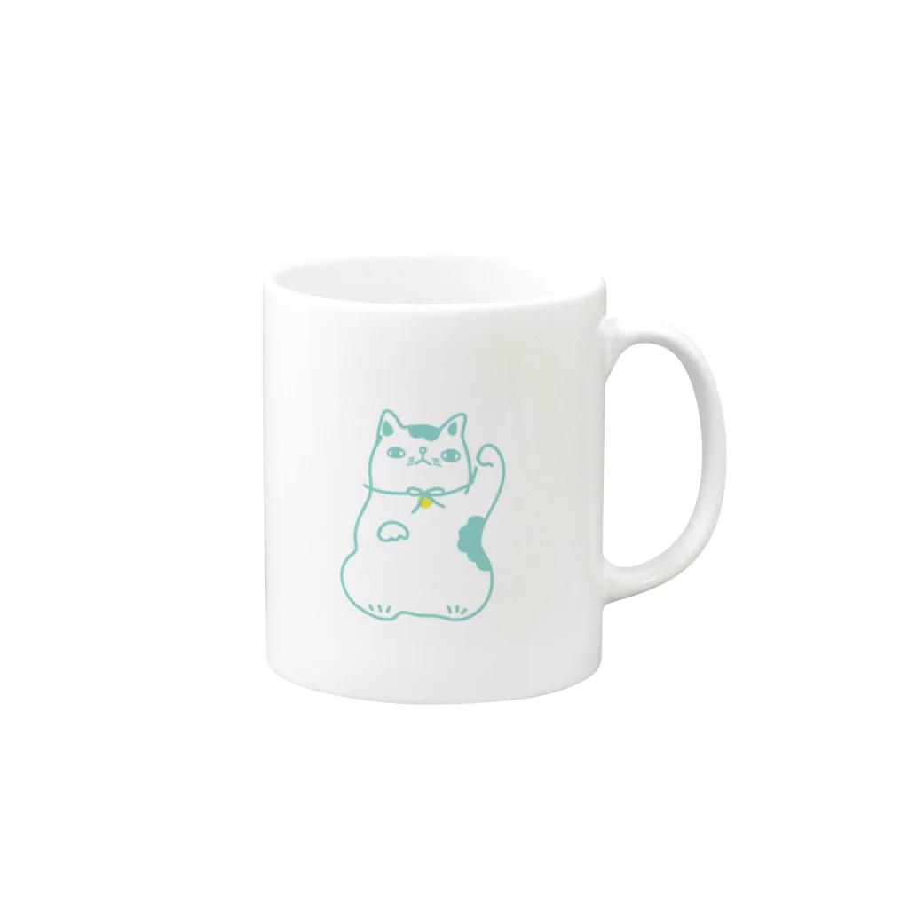 ぶんしろう堂のゆるかわ、まねきねこさん Mug :right side of the handle