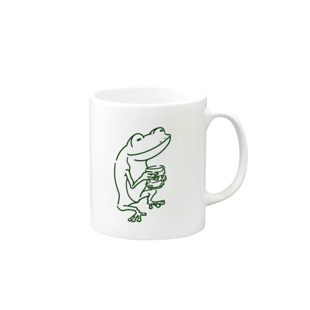 Poooompadoooourの宇田山茶舗(うたやまちゃほ) お茶飲みカエル　ラインのみ Mug :right side of the handle