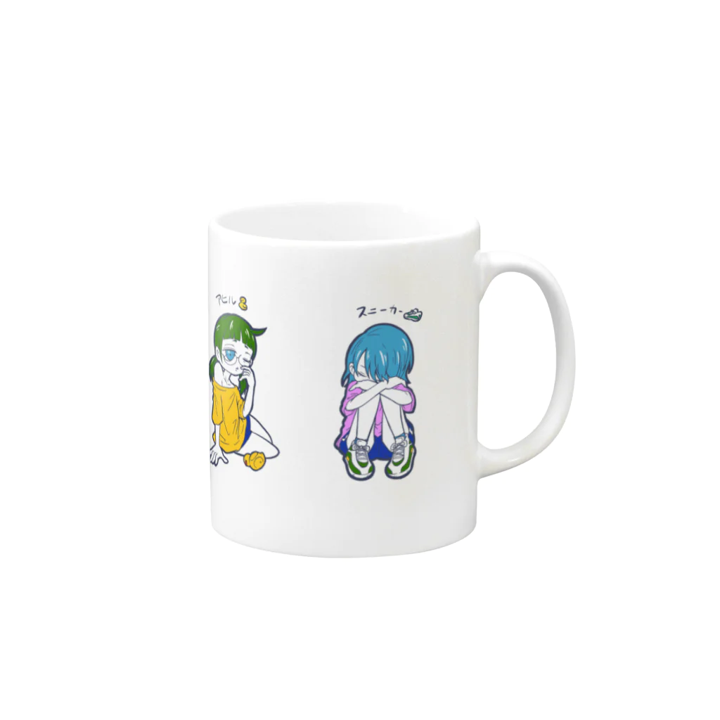 わにさん🐊🐊のわにむすめ4姉妹〜ねむねむモード〜 Mug :right side of the handle