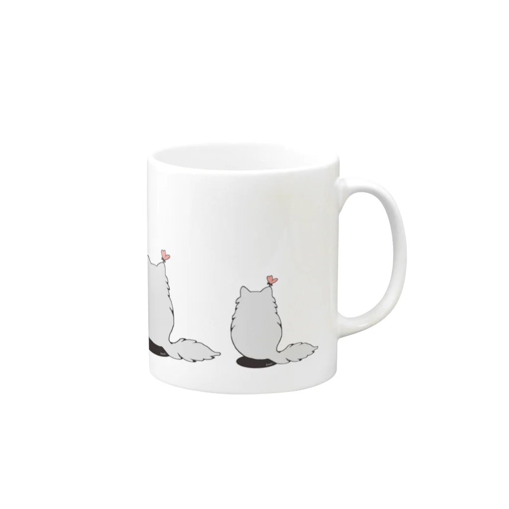 木ノ下商店のねことちょうちょ４連 Mug :right side of the handle