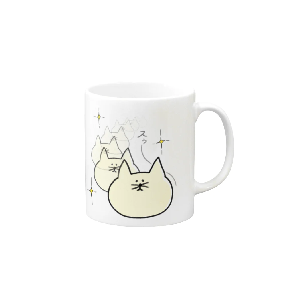 ちょみちょみ工房のまちょねこ（スゥ〜） Mug :right side of the handle