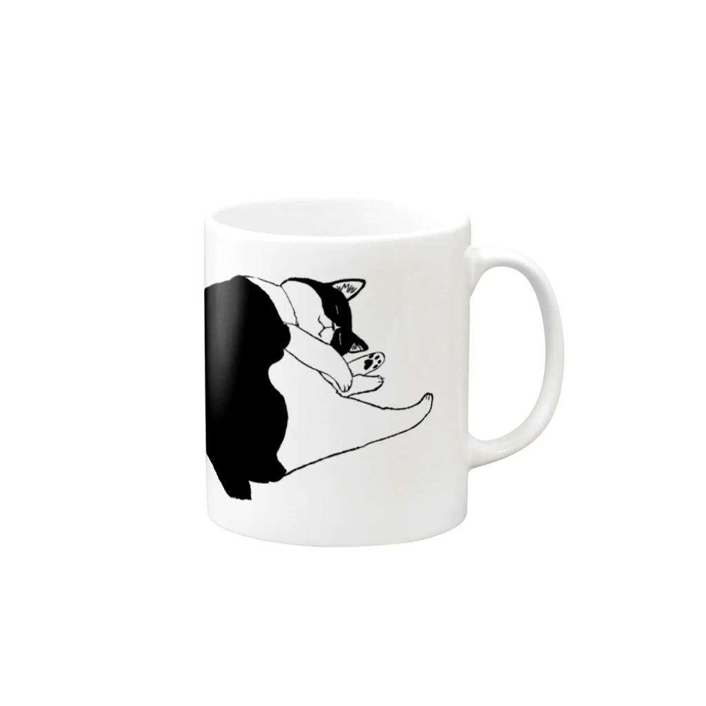 はるさめ商店のもっちりハチワレ Mug :right side of the handle